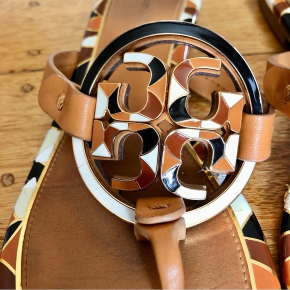 Tory Burch tricolour logo flip flops - Picture 3 of 8